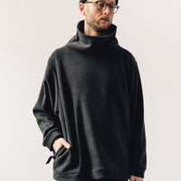 Kapital Reverse Fleece Big Highneck Sweatshirt, Black