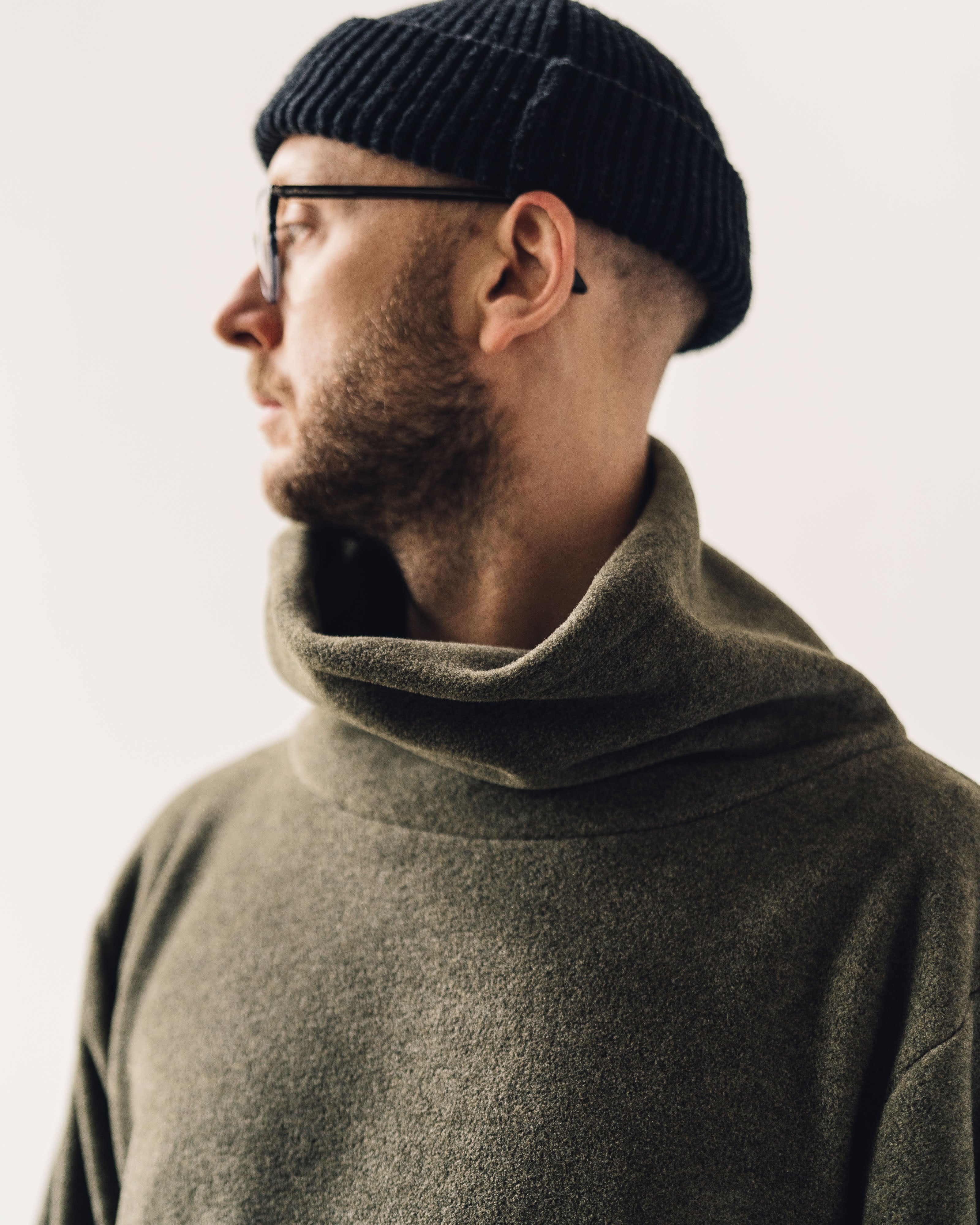 Kapital Reverse Fleece Big Highneck Sweatshirt, Khaki – Glasswing