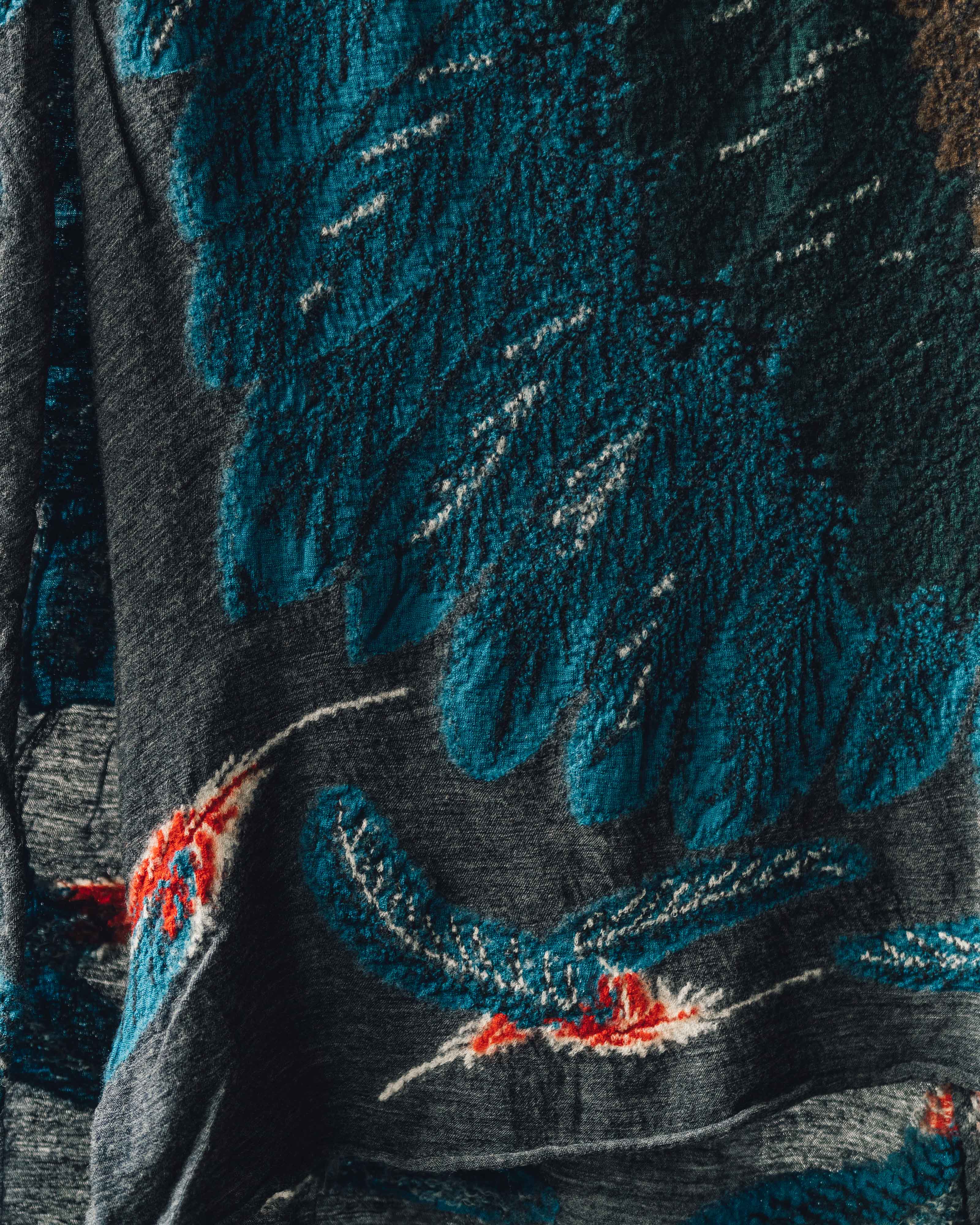 Kapital Compressed Feather Wool Scarf, Charcoal – Glasswing