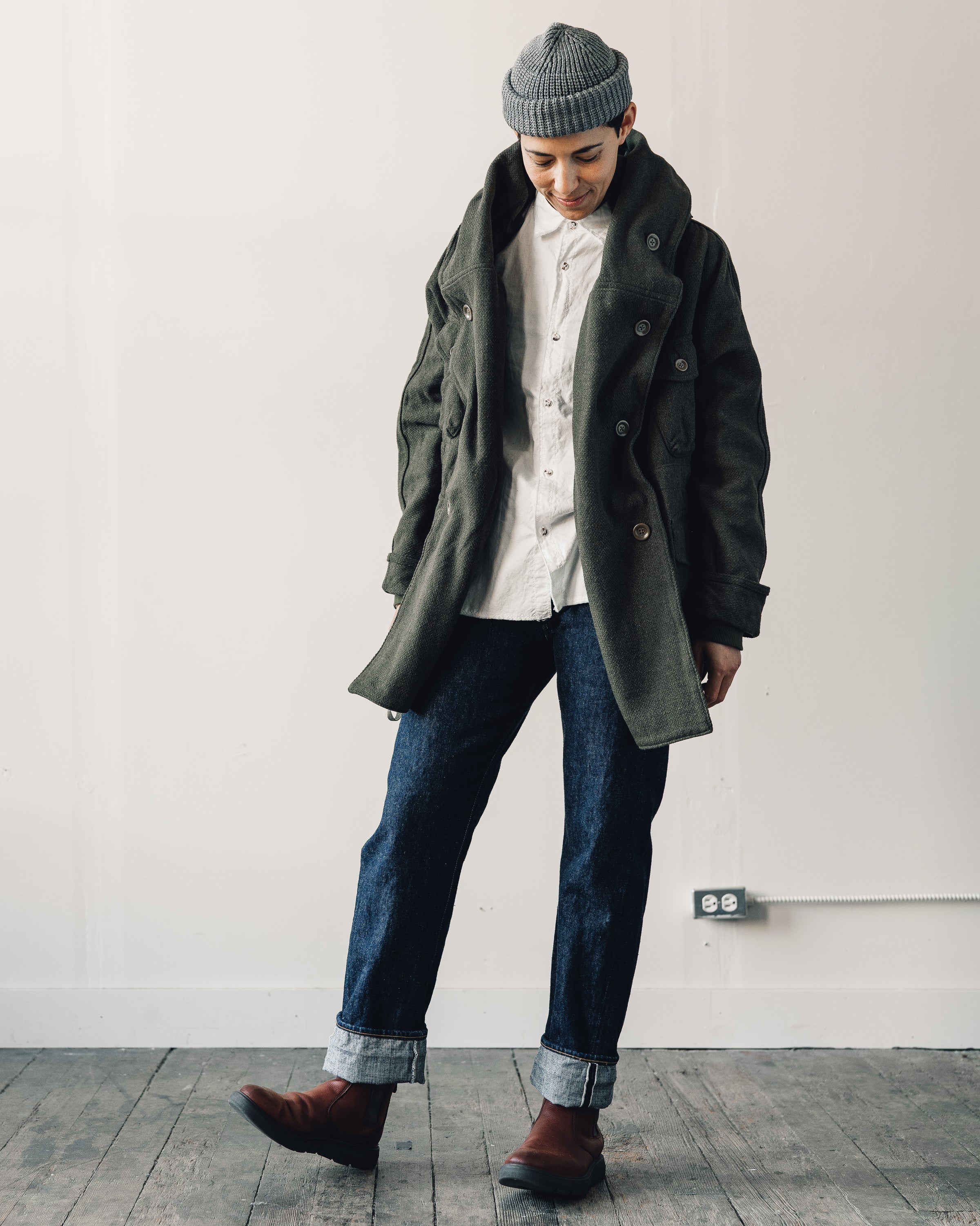 Kapital Vintage Melton Wool Ring Coat, Khaki Green – Glasswing Kapital Vintage Melton Wool Ring Coat, Khaki Green – Glasswing
