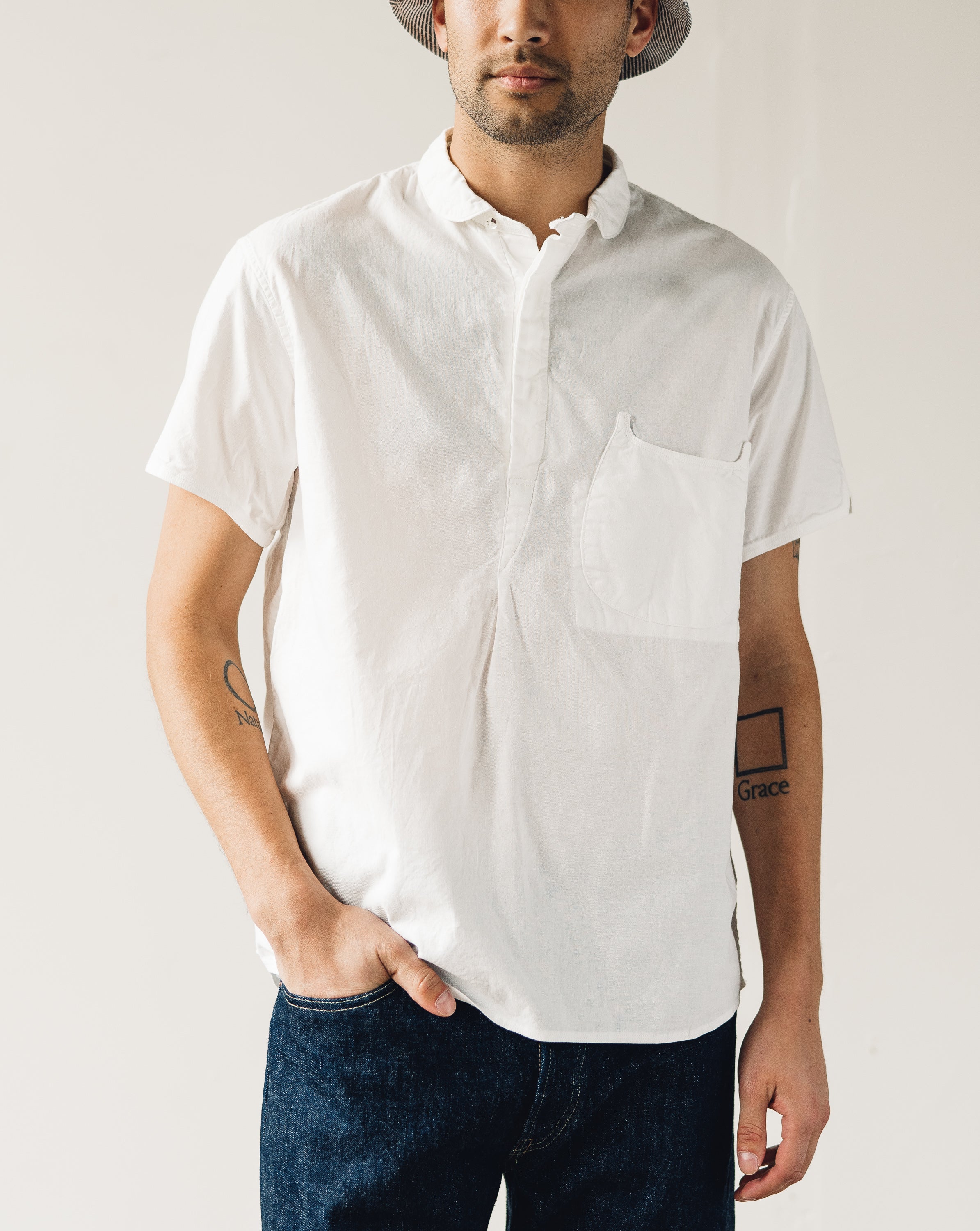 Kapital Ox Goodman Pull Shirt, White | Glasswing