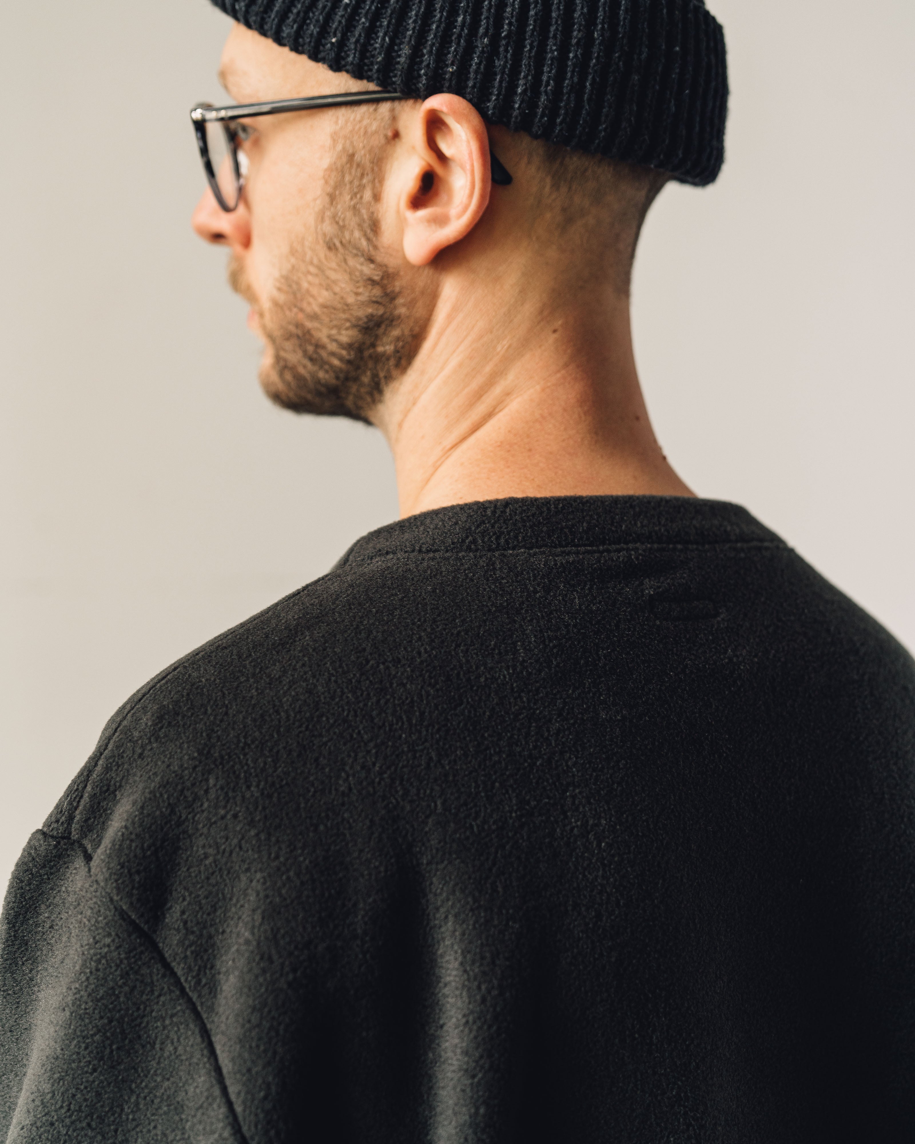 Kapital Reverse Fleece Big Crew Sweatshirt, Black – Glasswing