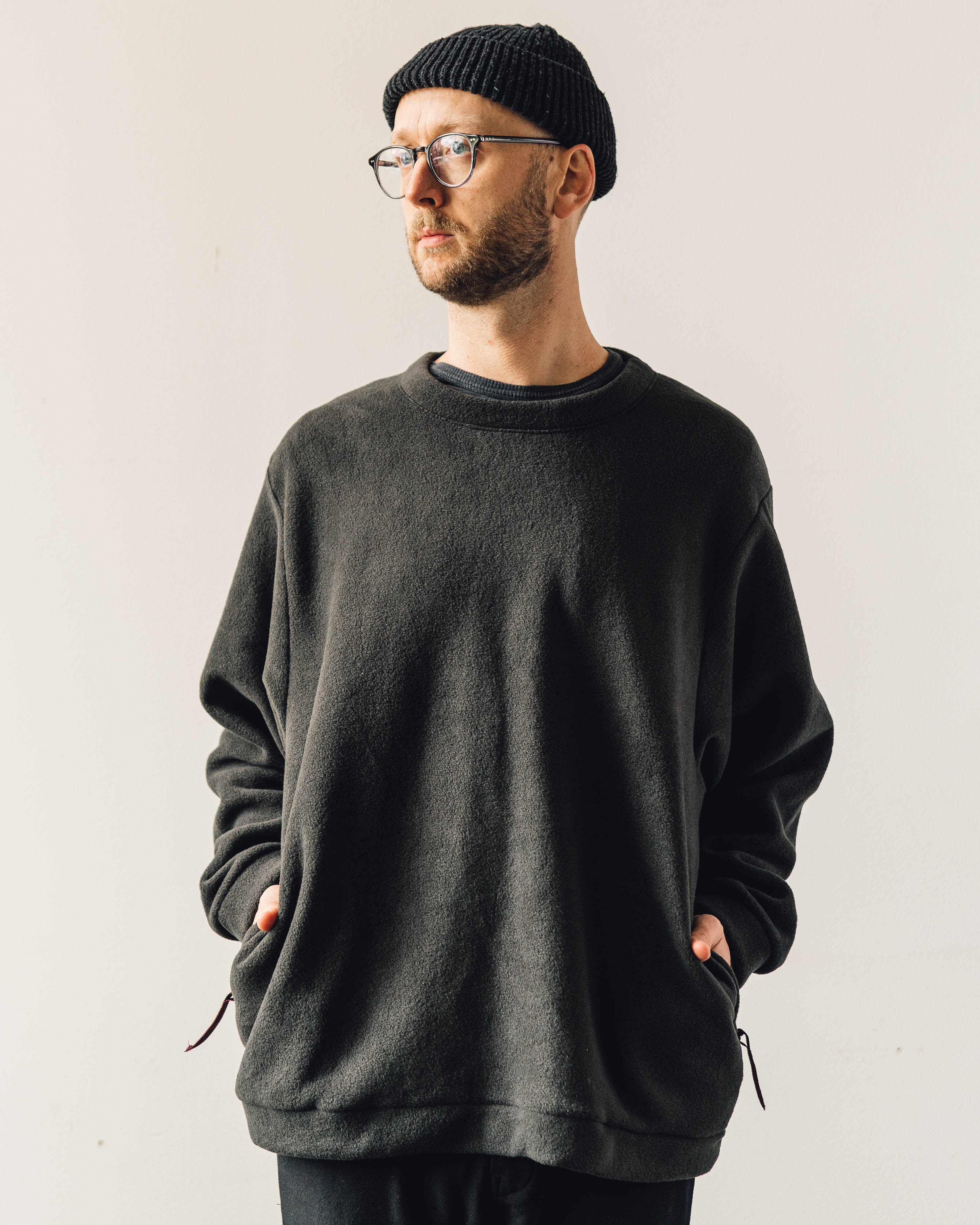 トップス dDdDdDd SUPER BIG CREW SWEAT Kapital Reverse Fleece Big Crew Sweatshirt, Black – Glasswing