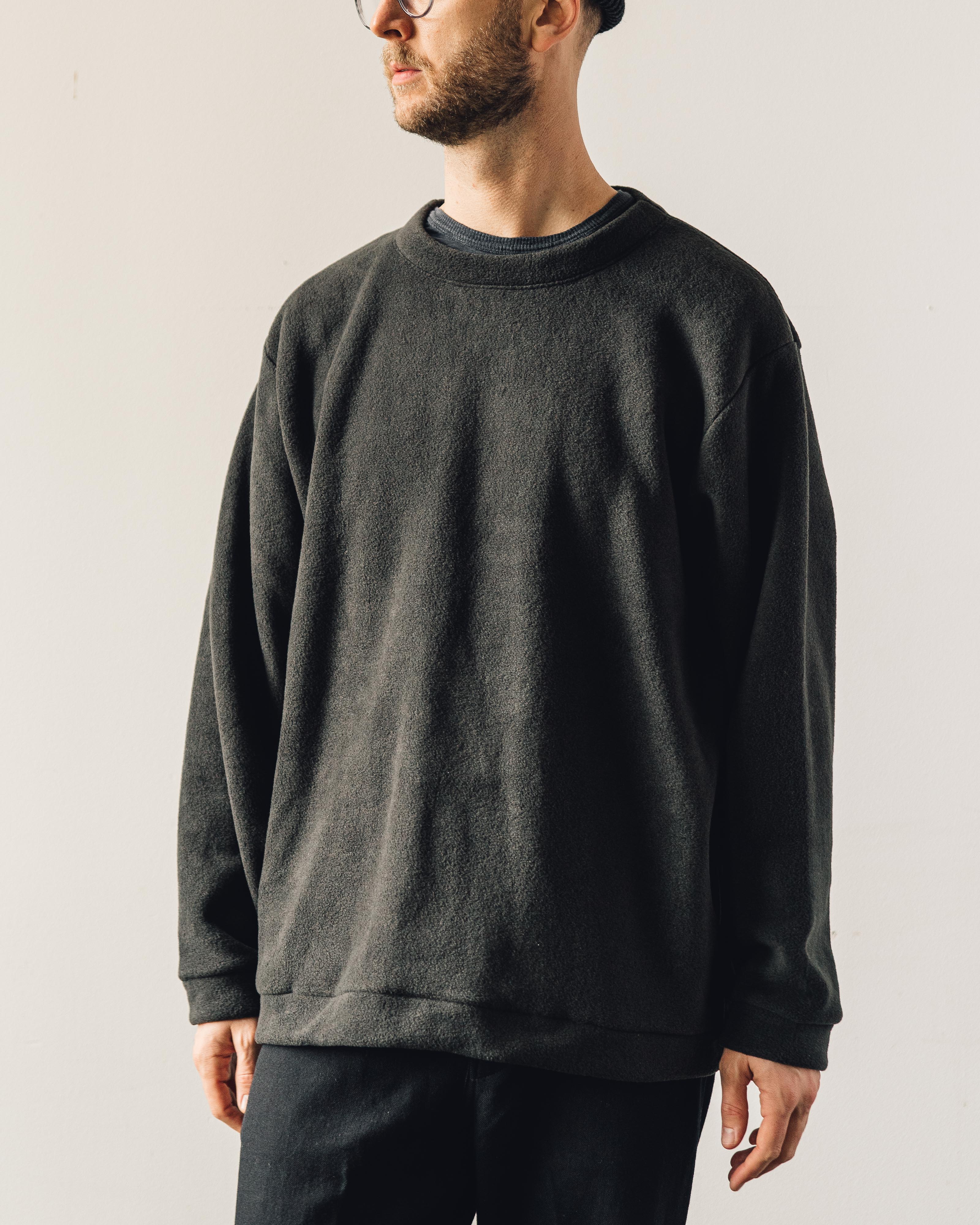 Kapital Reverse Fleece Big Crew Sweatshirt, Black – Glasswing