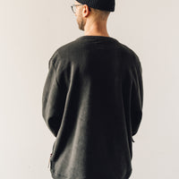 Kapital Reverse Fleece Big Crew Sweatshirt, Black