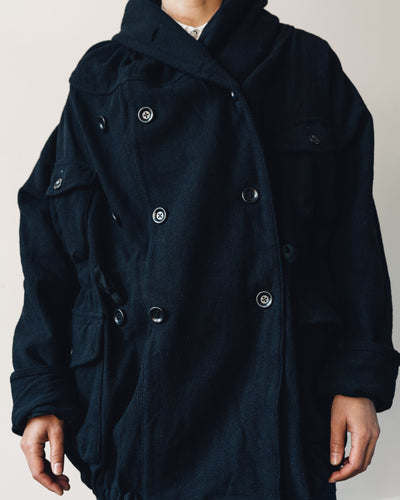 Kapital Vintage Melton Wool Ring Coat, Navy