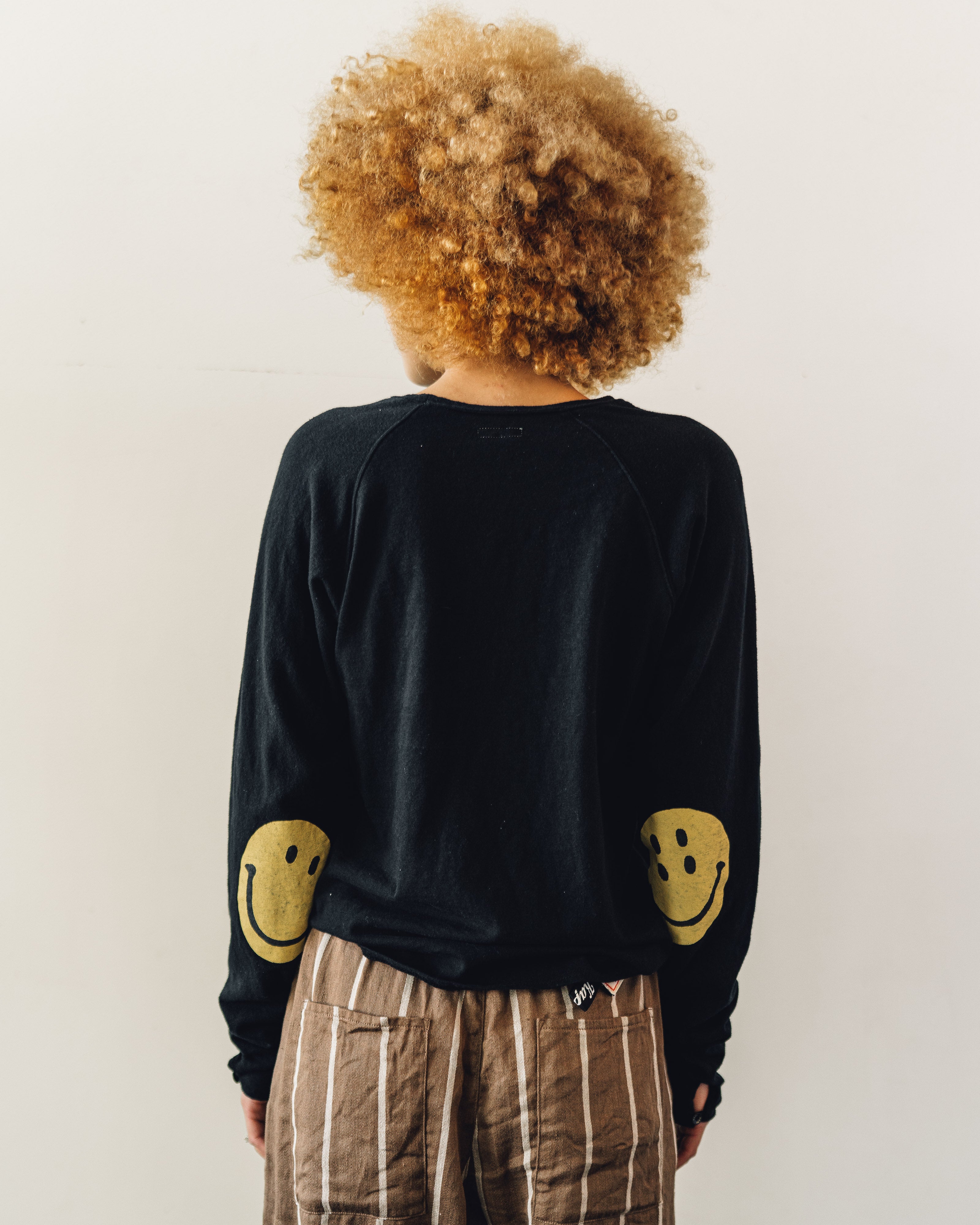 【感謝価格】 Kapital Smilie Patch Long Sleeve Tee, Black – Glasswing トップス