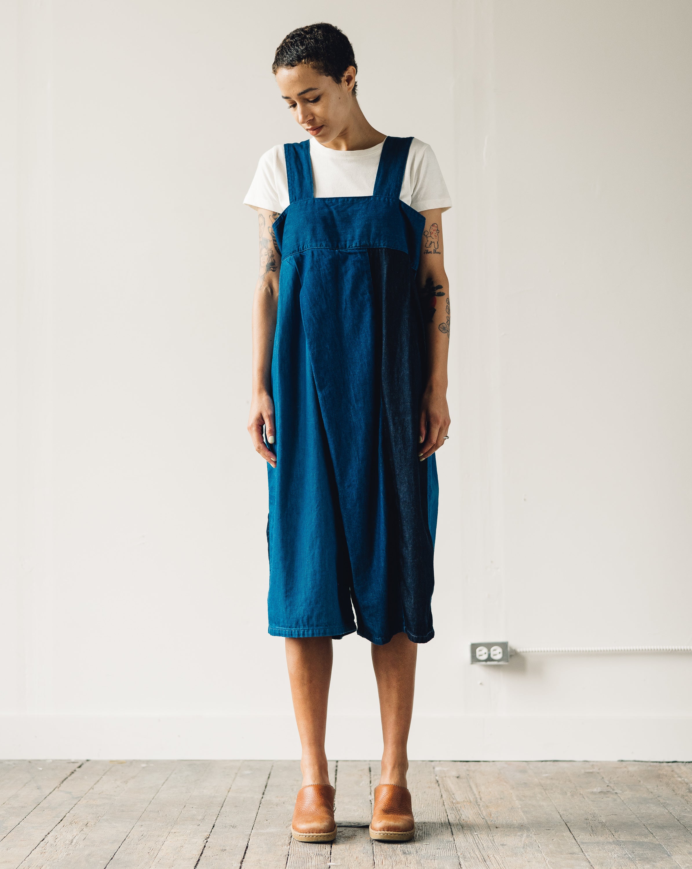 【惜譲3】COMOLI carpenter's indigo blue Kapital 8oz Denim 3-tone Jumpsuit, Indigo – Glasswing