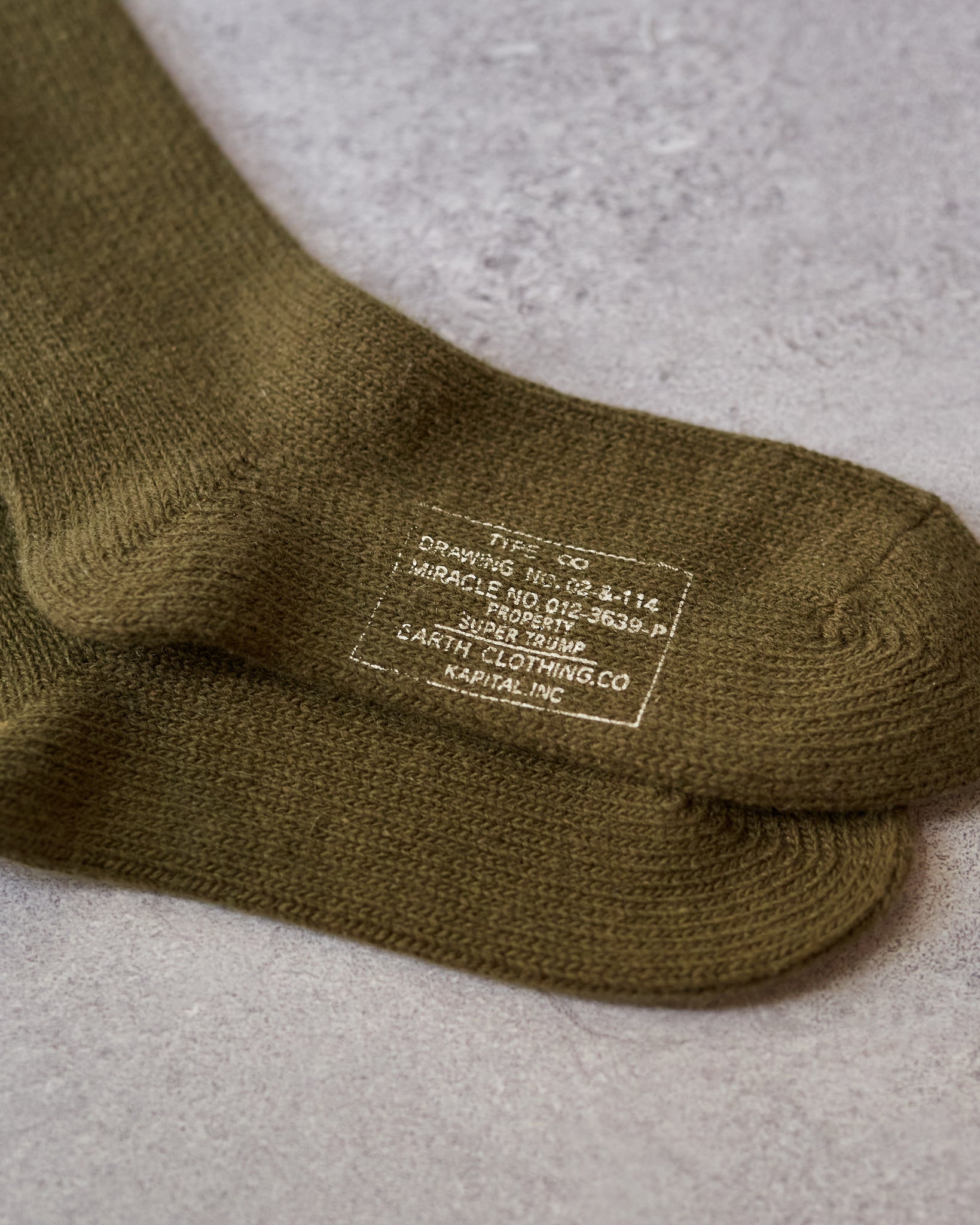 Kapital 56 Yarns Wool Military Socks, Khaki
