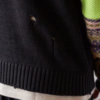 Kapital 5G Cotton Knit Hippie Sleeve Sweater, Black