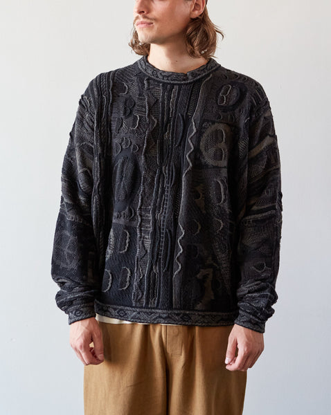 Kapital 7G Boro Gaudy Knit Sweater, Black | Glasswing