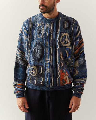 Kapital 7G Boro Gaudy Knit Sweater, Navy
