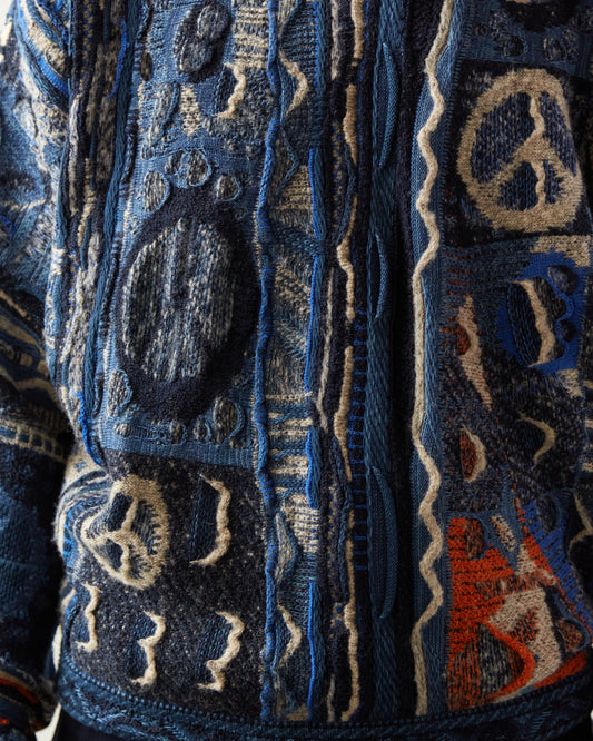 Kapital 7G Boro Gaudy Knit Sweater, Navy