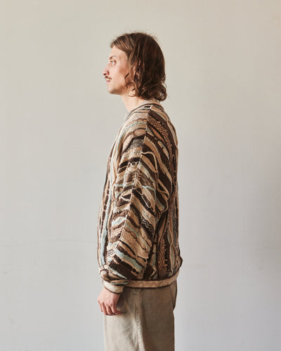 Kapital 7G Knit Gaudy Crew Sweater, Brown