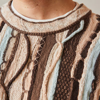 Kapital 7G Knit Gaudy Crew Sweater, Brown