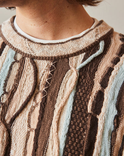 Kapital 7G Knit Gaudy Crew Sweater, Brown