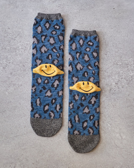 Kapital 84 Yarns Leopard Smilie Socks, Blue