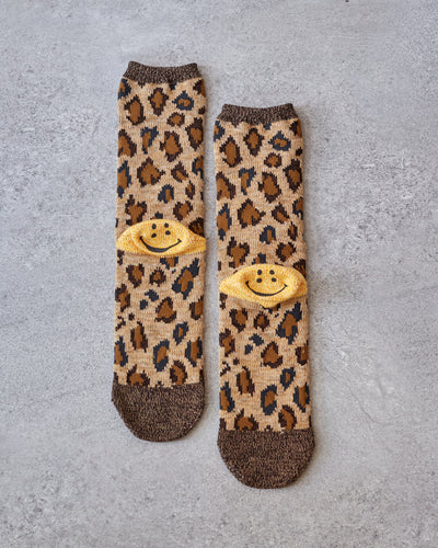 Kapital 84 Yarns Leopard Smilie Socks, Brown