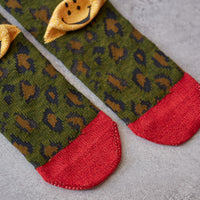 Kapital 84 Yarns Leopard Smiley Socks, Green