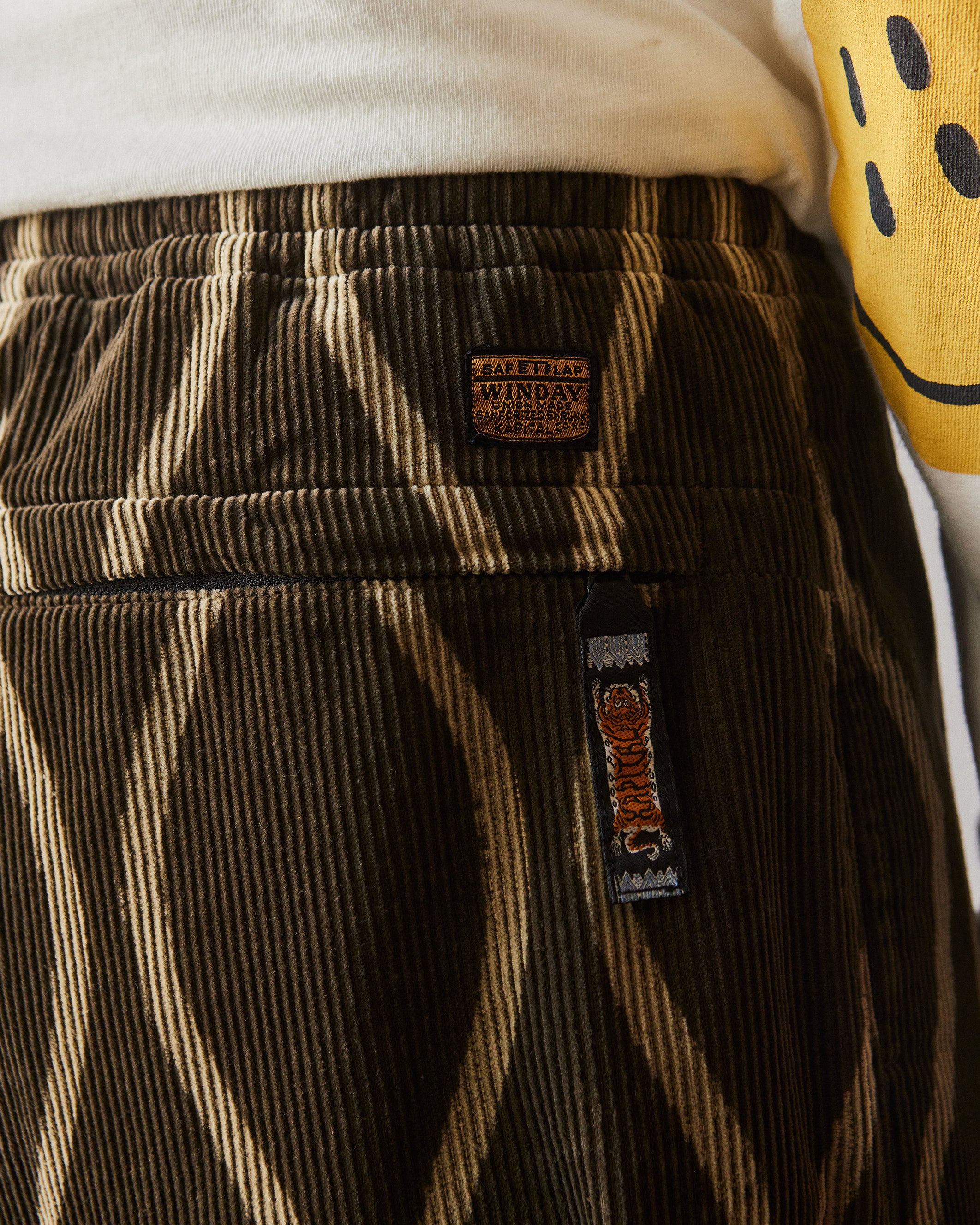 Kapital 8W Corduroy Drunk Stripe Easy Pants Khaki Glasswing