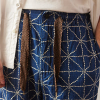 Kapital 8oz Denim Folk-Dojo Embroidery Easy Pants, Midtone