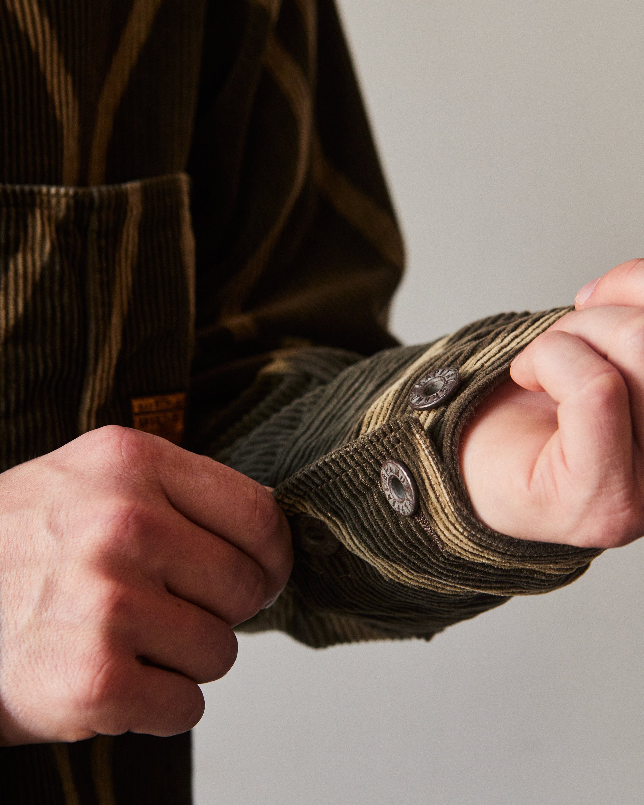 Kapital 8w Corduroy Drunk Stripe Cactus Coverall, Khaki – Glasswing