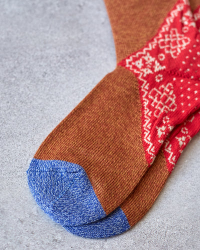 Kapital 96 Yarns Bandana Socks, Orange/Red