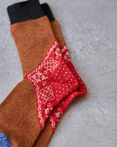 Kapital 96 Yarns Bandana Socks, Orange/Red