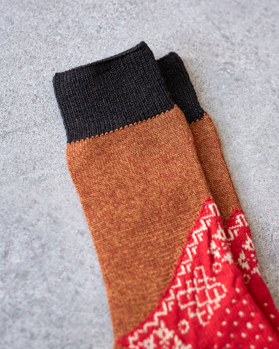 Kapital 96 Yarns Bandana Socks, Orange/Red