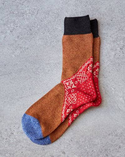 Kapital 96 Yarns Bandana Socks, Orange/Red