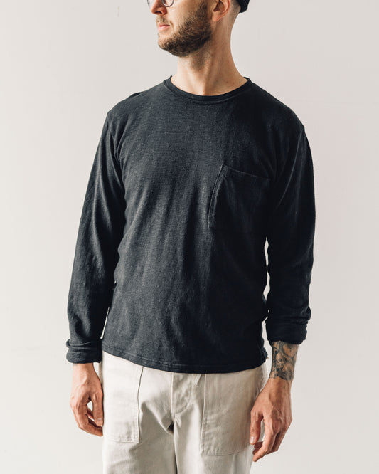 Kapital Amuse Knit Pocket Long Sleeve T, Black