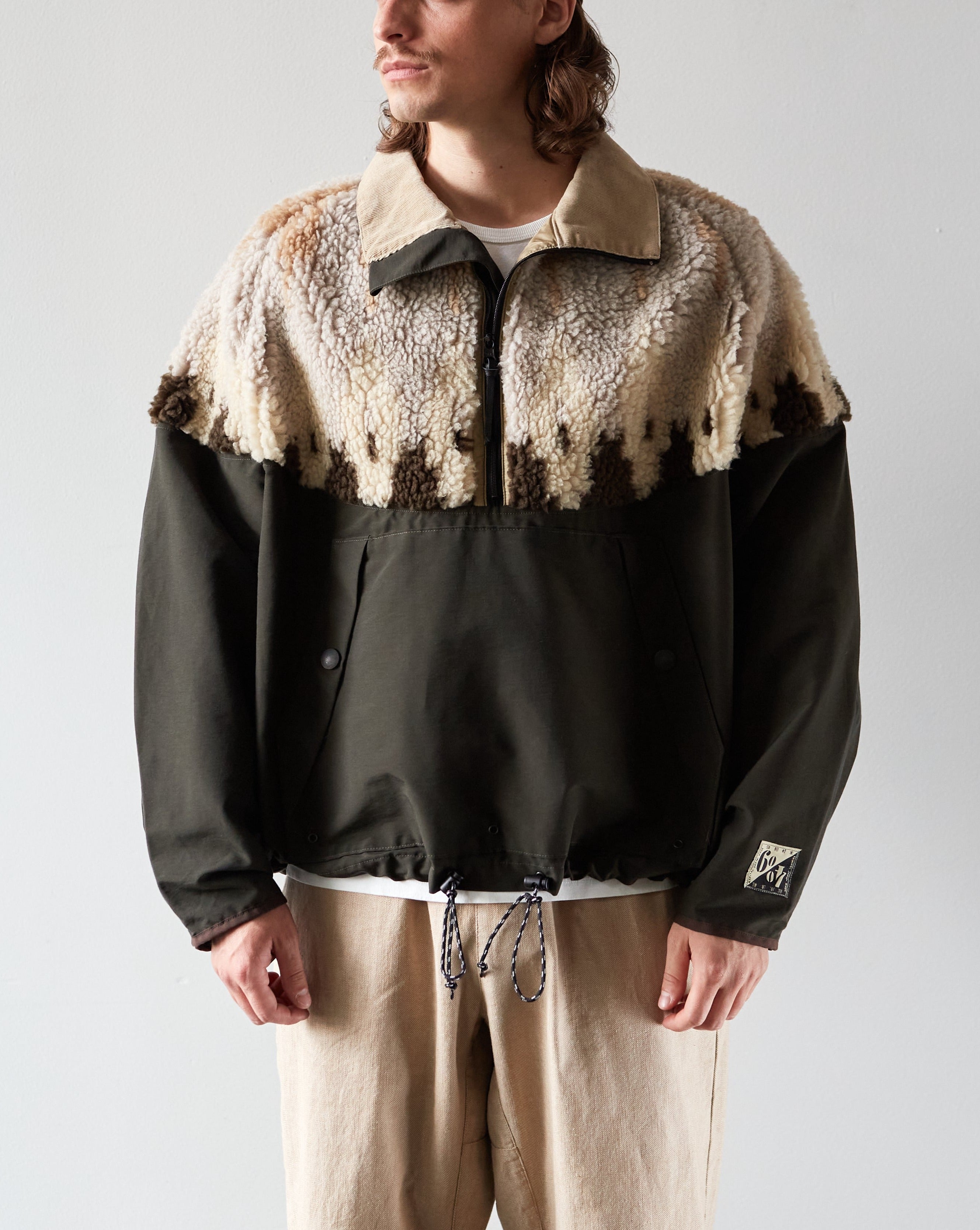 Kapital Cloth Boa Fleece Nordic Anorak, Brown | Glasswing