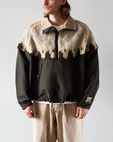 Kapital Cloth Boa Fleece Nordic Anorak, Brown