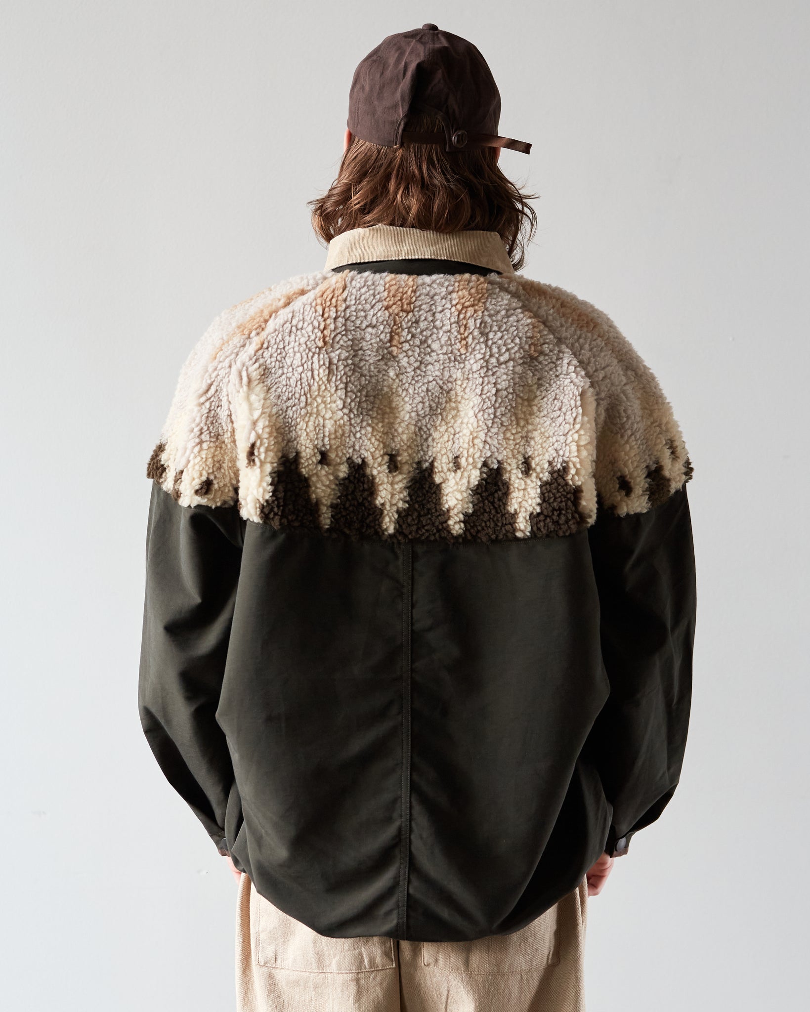 Kapital Cloth Boa Fleece Nordic Anorak, Brown   Glasswing
