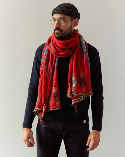 Kapital Compressed Wool Scarf Ortega Blanket, Red