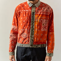 Kapital Flannel Reversible Bandana 1st Jacket, Khaki/Orange
