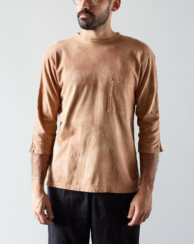 Kapital Katabira 3/4 Sleeve Tee, Moca Beige