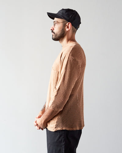 Kapital Katabira 3/4 Sleeve Tee, Moca Beige