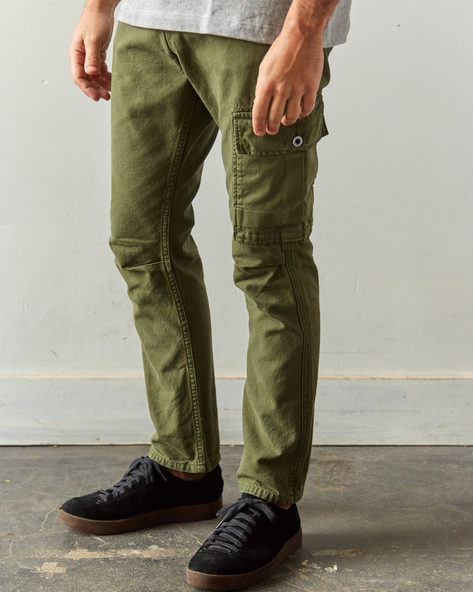 Canvas cargo trousers - Dark khaki green - Ladies
