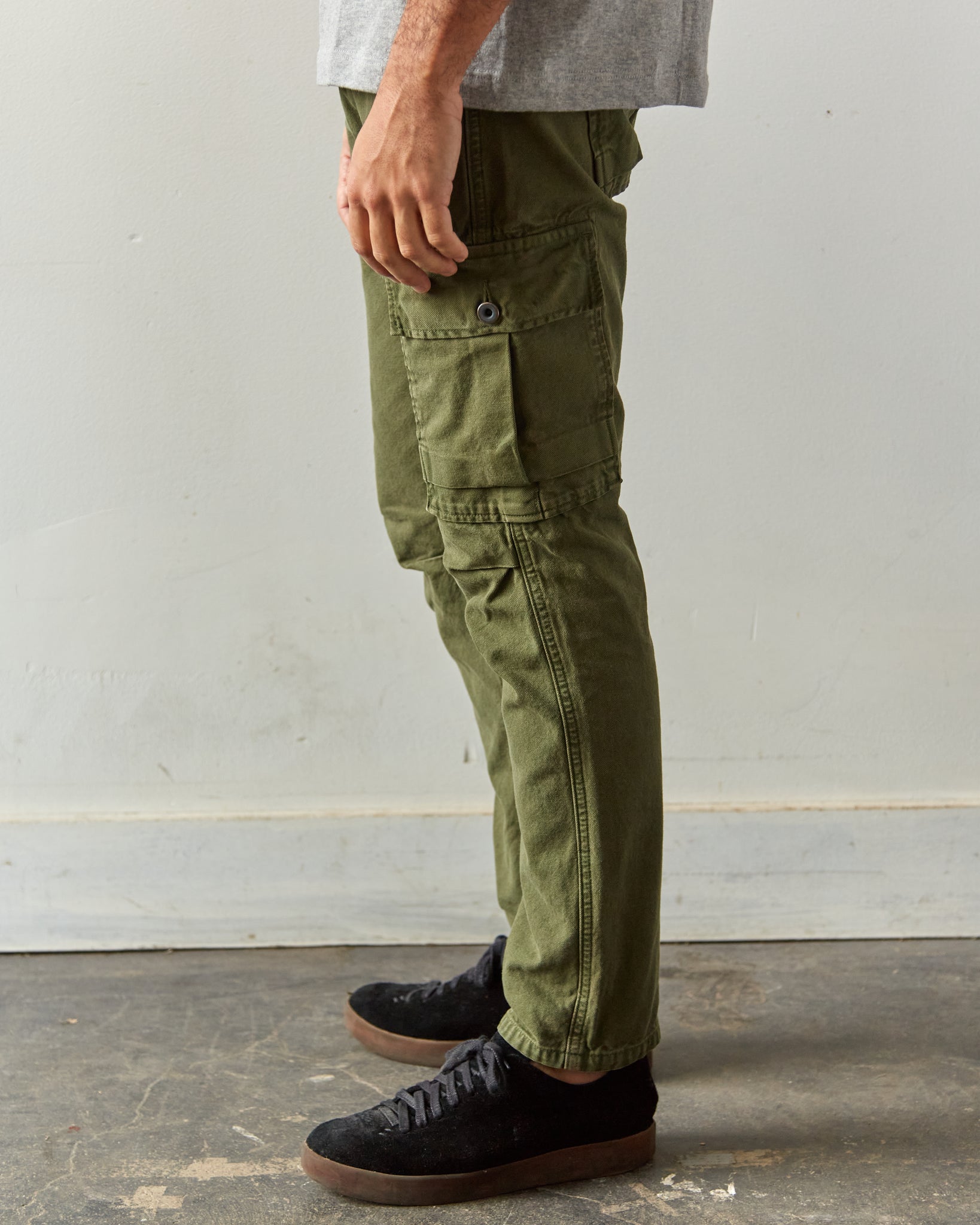 Canvas cargo trousers - Khaki green - Ladies