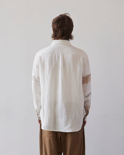 Kapital Linen Drawn Work Hippie Sleeve Shirt, White