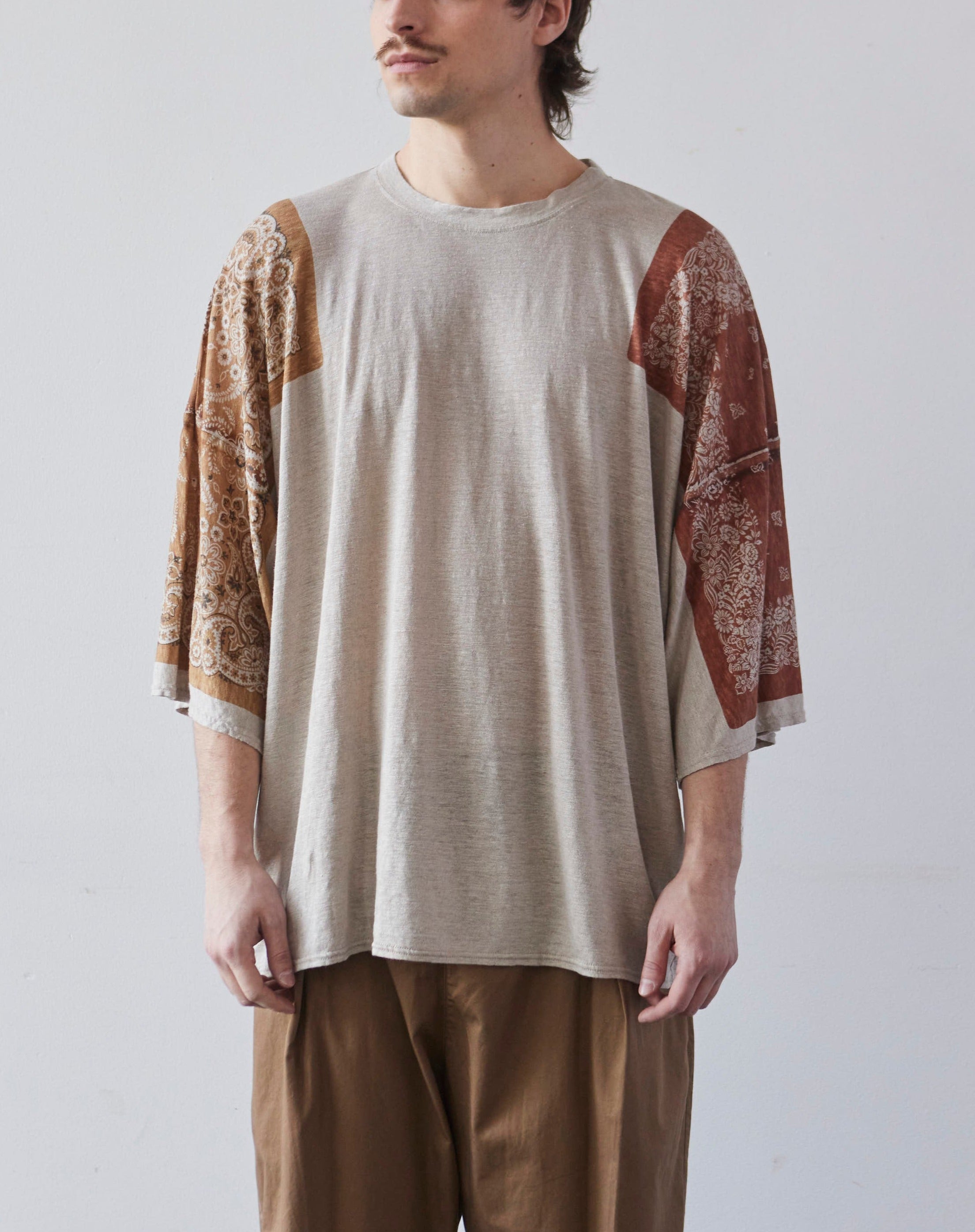 Kapital Linen Jersey Bandana Huge Tee, Light Brown – Glasswing