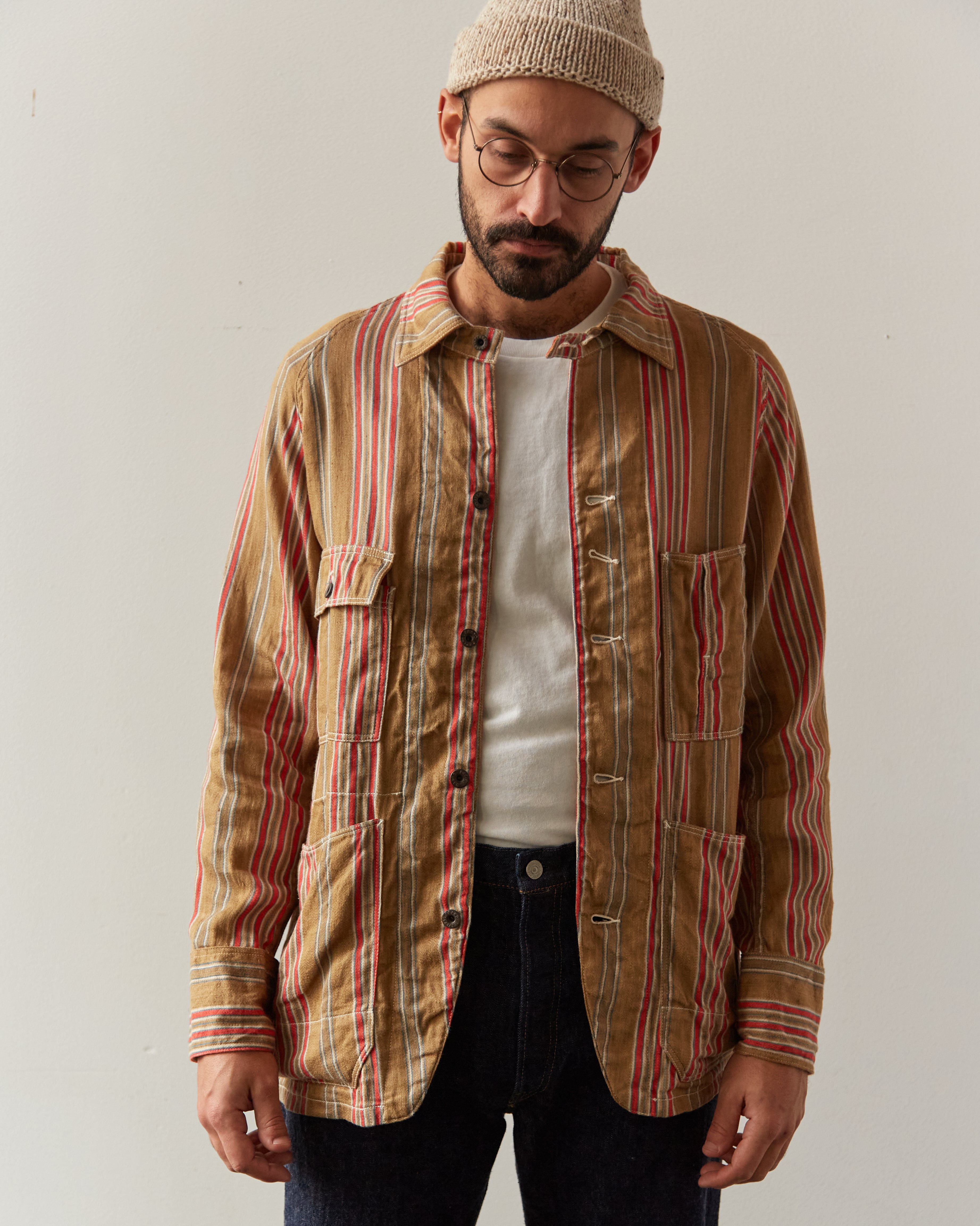 Kapital Linen Shadow Stripe Cactus Coverall, Gold – Glasswing