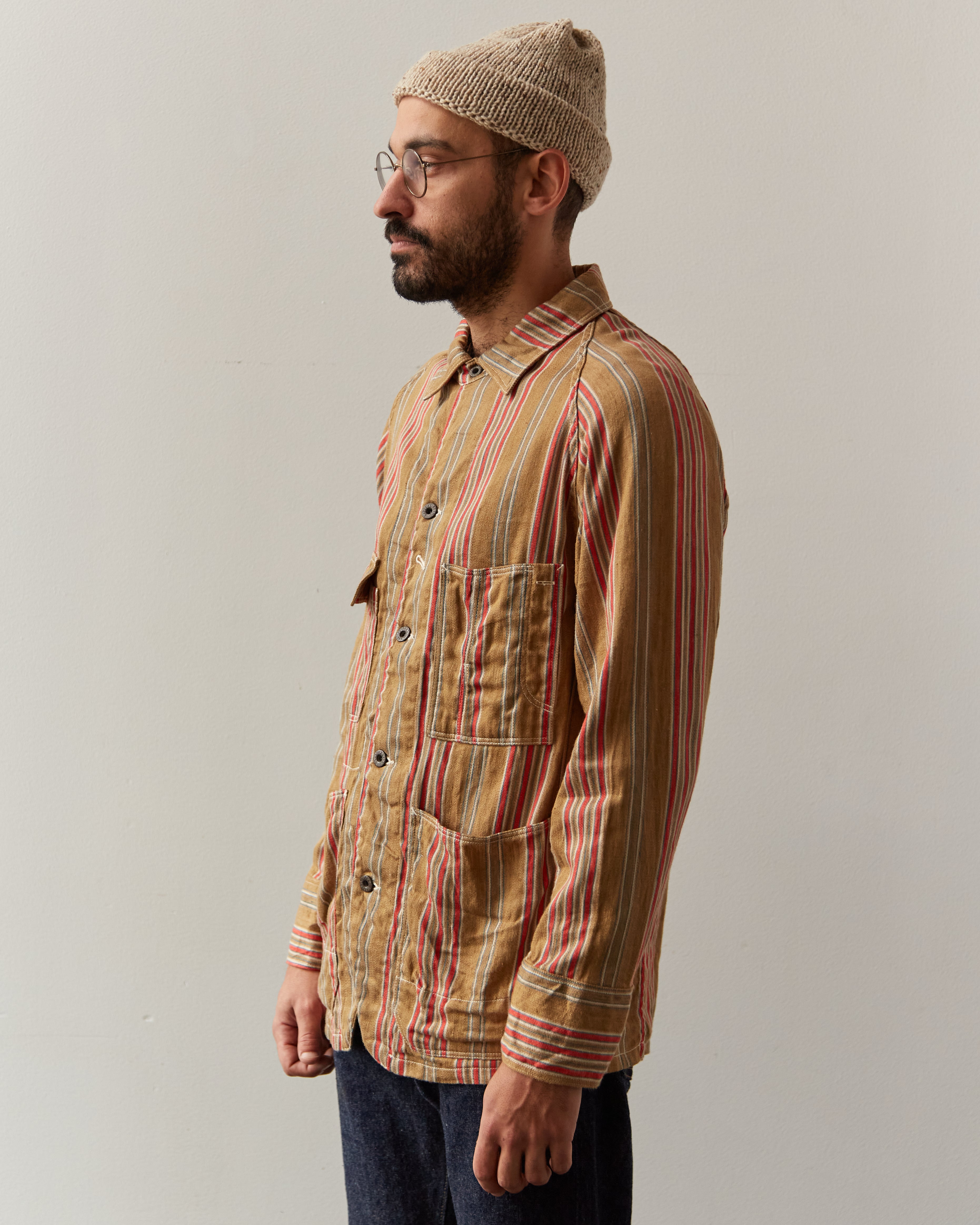 キャピタル　LINEN STRIPE CACTUS COVERALL Kapital Linen Glitter PHILLIES Stripe CACTUS Coverall - Ecru