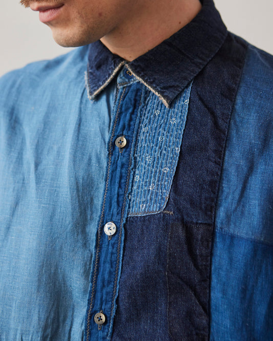 Kapital Patchwork Katmandu Shirt, Indigo