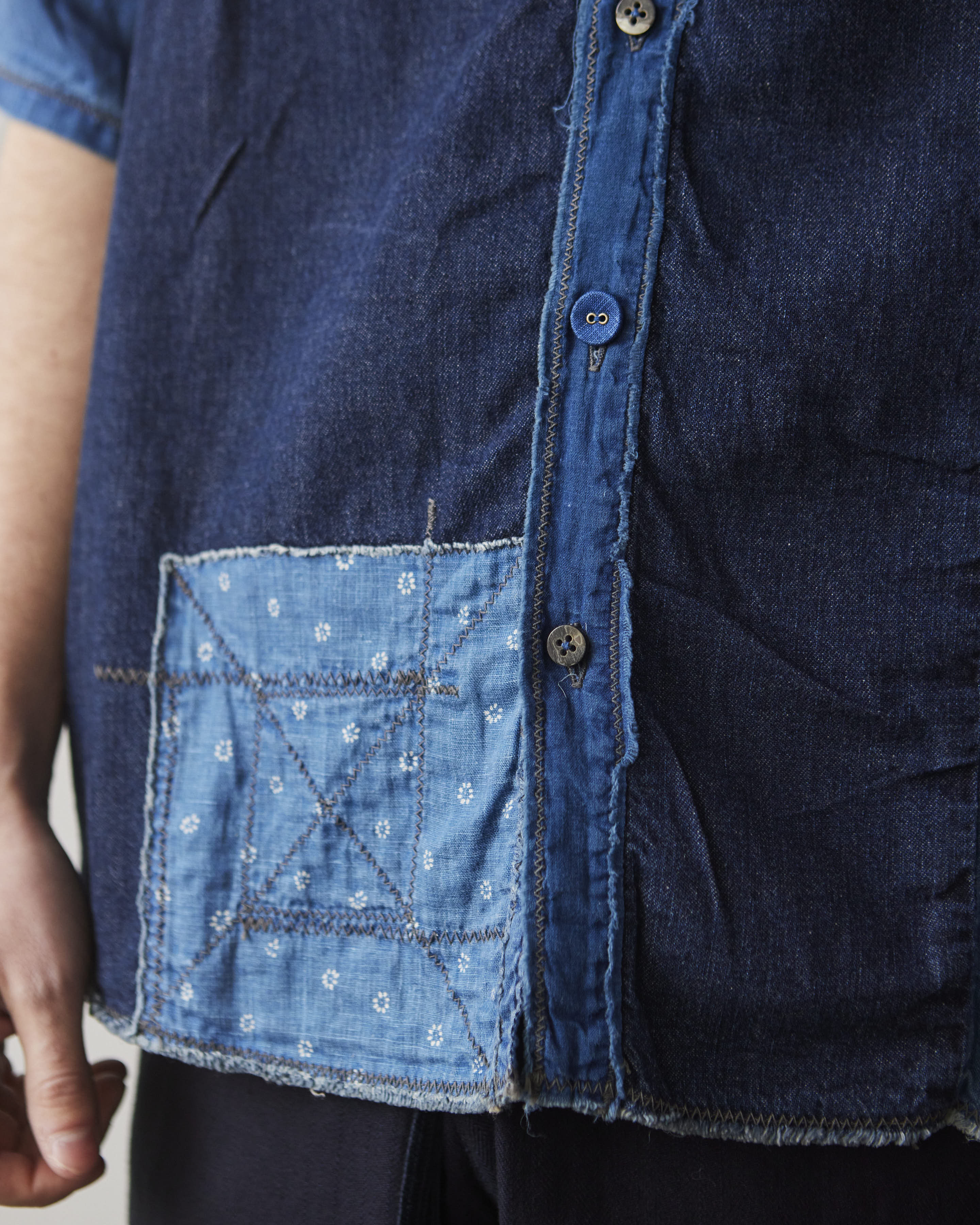 Kapital Patchwork Katmandu Shirt, Indigo – Glasswing