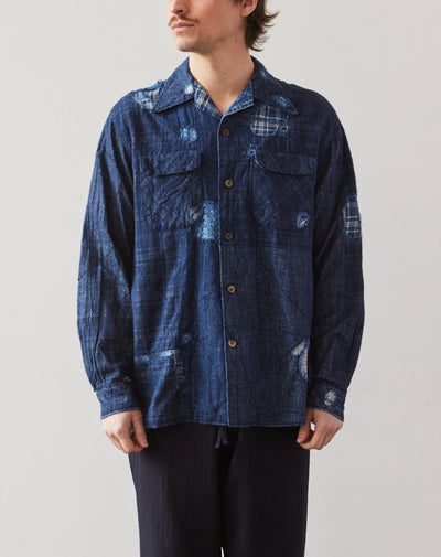 Kapital Patchwork Nora-Dot Board Shirt, Indigo