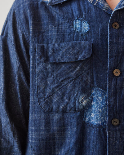 Kapital Patchwork Nora-Dot Board Shirt, Indigo