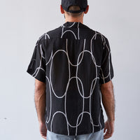 Kapital Pearl Silk Rayon Katabira Aloha Shirt, Black
