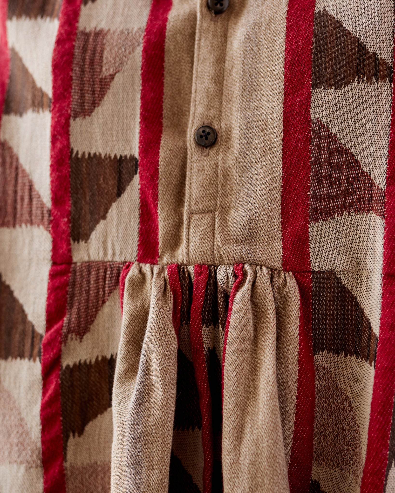 Kapital Pueblo Stripe Fisherman Non-Sleeve Dress, Red/Brown